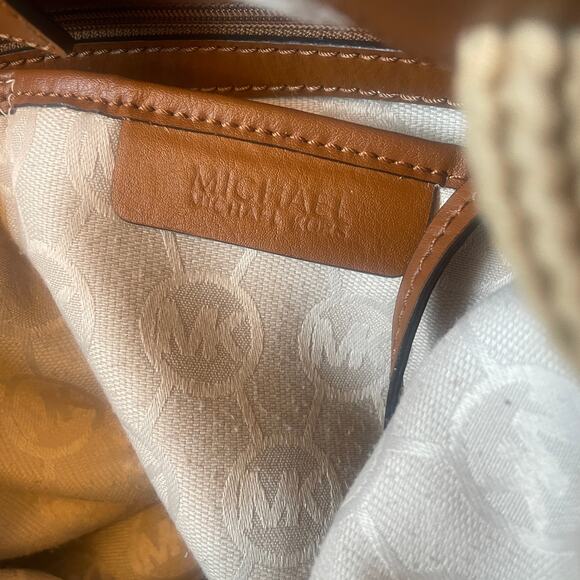 Michael Kors Marina Grab Bag - Navy Cobweb Stripe Canvas Purse Handbag Rope Knot - Picture 9 of 11